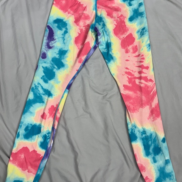 Nike Women's Tie-Dye Leggings - Blue, Purple, Yellow, Pink - Picture 3 of 4